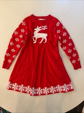 Red Holiday Reindeer Sweater Dress